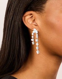 Silver Cubic Zirconia Multi Asymmetrical Drop Earrings - link has visual effect only