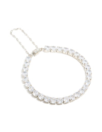 Silver Cubic Zirconia Square Magnetic Tennis Bracelet - link has visual effect only