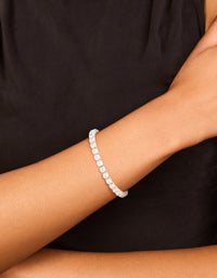 Silver Cubic Zirconia Square Magnetic Tennis Bracelet - link has visual effect only
