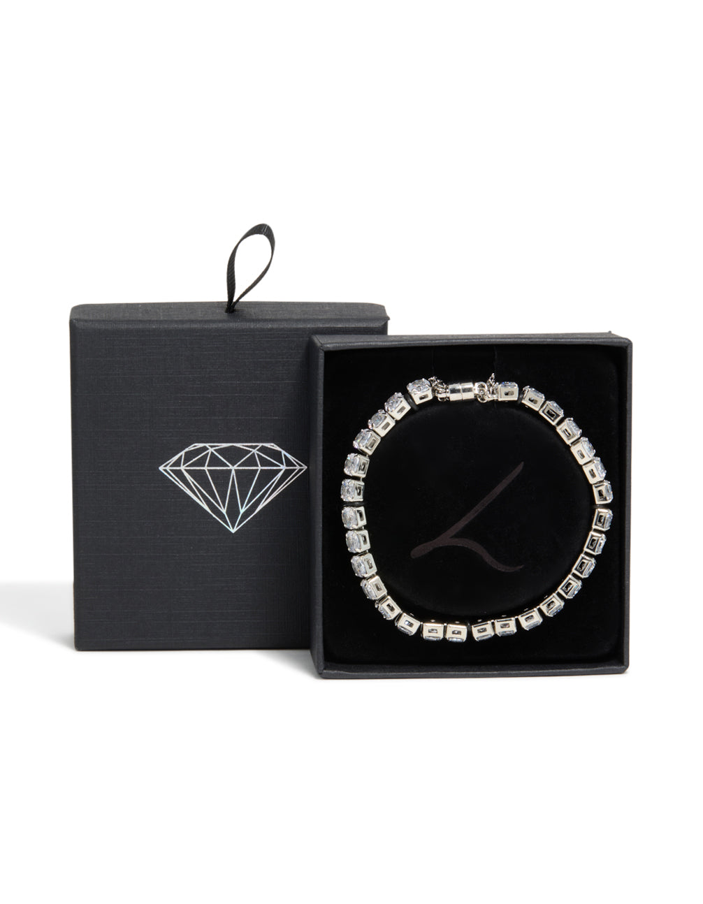 Silver Cubic Zirconia Square Magnetic Tennis Bracelet