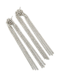 Silver Diamante Knotted Tassel Drop Earrings - link has visual effect only