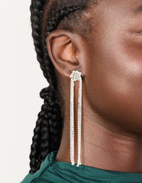 Silver Diamante Knotted Tassel Drop Earrings - link has visual effect only