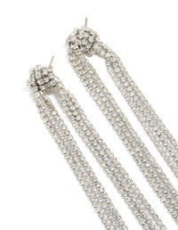 Silver Diamante Knotted Tassel Drop Earrings - link has visual effect only