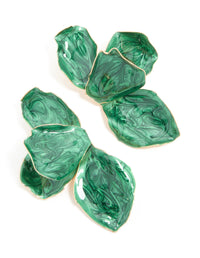 Emerald Green Coated Metal Half Flower Petal Drop Earrings - link has visual effect only