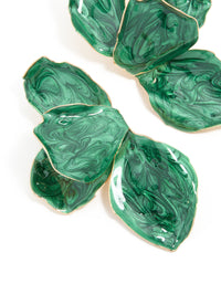 Emerald Green Coated Metal Half Flower Petal Drop Earrings - link has visual effect only