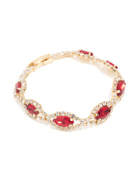 Gold Red Diamante Shiny Pears Bracelet - link has visual effect only