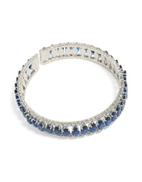 Silver Mini Blue Diamantes Wrist Cuff - link has visual effect only