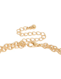 Gold Blue & Wooden Long Layered Necklace - link has visual effect only