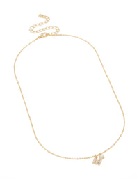 Gold Plated Cubic Zirconia & Pearl Letter M Necklace - link has visual effect only