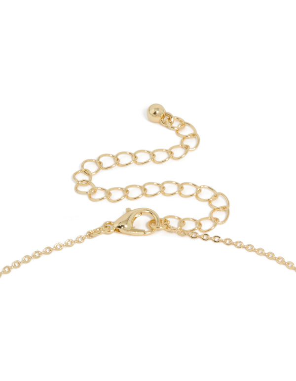 Gold Plated Cubic Zirconia & Pearl Letter M Necklace