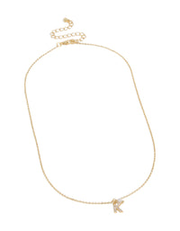 Gold Plated Cubic Zirconia & Pearl Letter K Necklace - link has visual effect only
