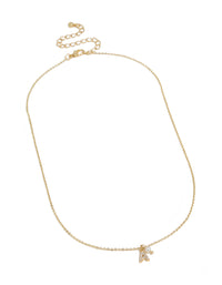 Gold Plated Cubic Zirconia & Pearl Letter A Necklace - link has visual effect only