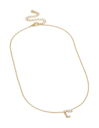 Gold Plated Cubic Zirconia & Pearl Letter L Necklace - link has visual effect only