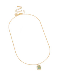Gold Plated Brass Cubic Zirconia Letter K Tag Necklace - link has visual effect only