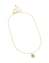 Gold Plated Brass Cubic Zirconia Letter M Tag Necklace - link has visual effect only