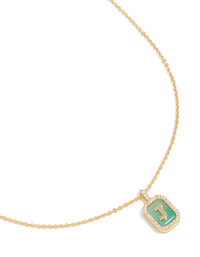 Gold Plated Brass Cubic Zirconia Letter J Tag Necklace - link has visual effect only