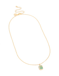 Gold Plated Brass Cubic Zirconia Letter J Tag Necklace - link has visual effect only