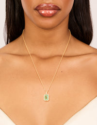 Gold Plated Brass Cubic Zirconia Letter S Tag Necklace - link has visual effect only
