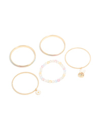 Kids Gold Easter Bunny Shaker & Daisy Bangles 5-Pack - link has visual effect only