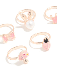Kids Rose Gold Fairytale & Bunny Rings 6-Pack - link has visual effect only