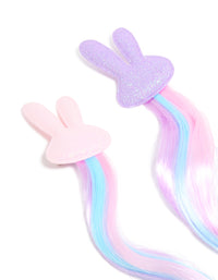 Kids Light Pink & Purple Glitter Bunny Faux Hair Clips 2-Pack - link has visual effect only