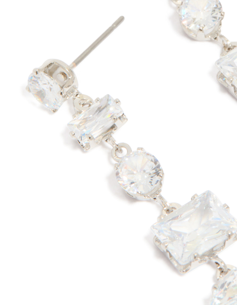 Silver Cubic Zirconia Mixed Drop Earrings