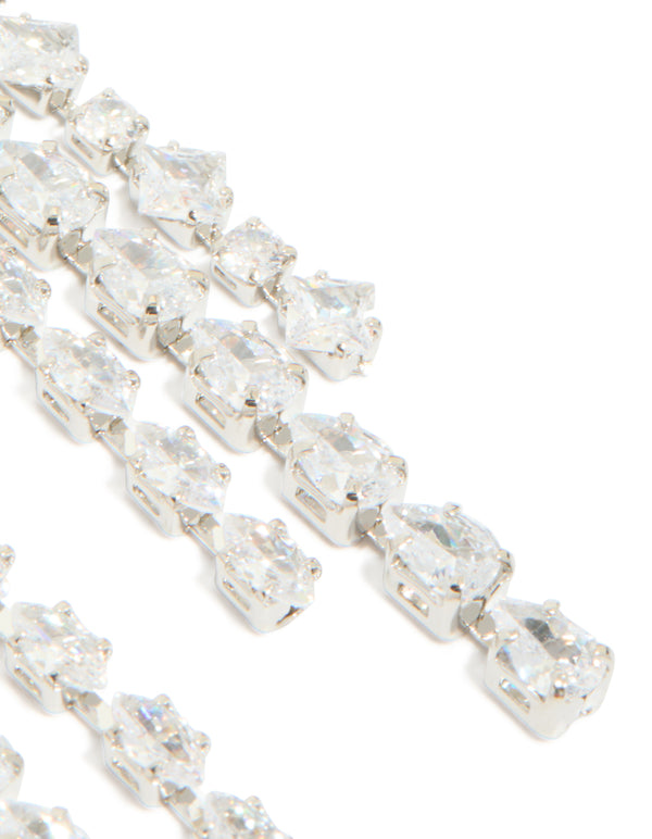 Silver Cubic Zirconia Multi Drop Earrings