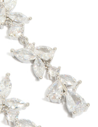 Silver Cubic Zirconia Dainty Floral Drop Earrings - link has visual effect only