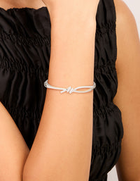 Silver Cubic Zirconia Knotted Hinged Bangle - link has visual effect only