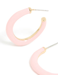 Gold Pink Enamel Irregular Hoop Earrings - link has visual effect only