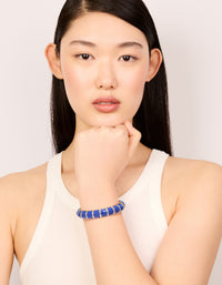 Gold Dark Blue Enamel Stripe Bangle - link has visual effect only