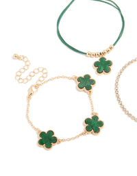Gold Tennis & Cord Flower Bracelets 3-Pack - link has visual effect only