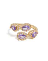 Gold Plated Glitzy Purple Cubic Zirconia Wrap  Around Ring - link has visual effect only