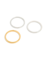 Waterproof Mixed Plated Stainless Steel Thin Cubic Zirconia Stacking Rings 3-Pack - link has visual effect only