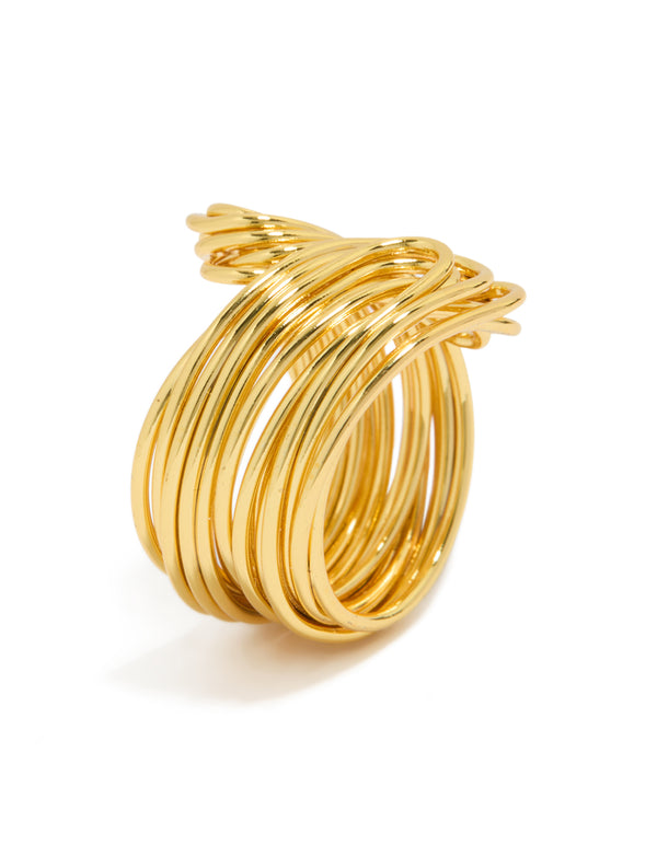 Featuring a waterproof gold plated stainless steel lined wrap ring in chunky style side detail view