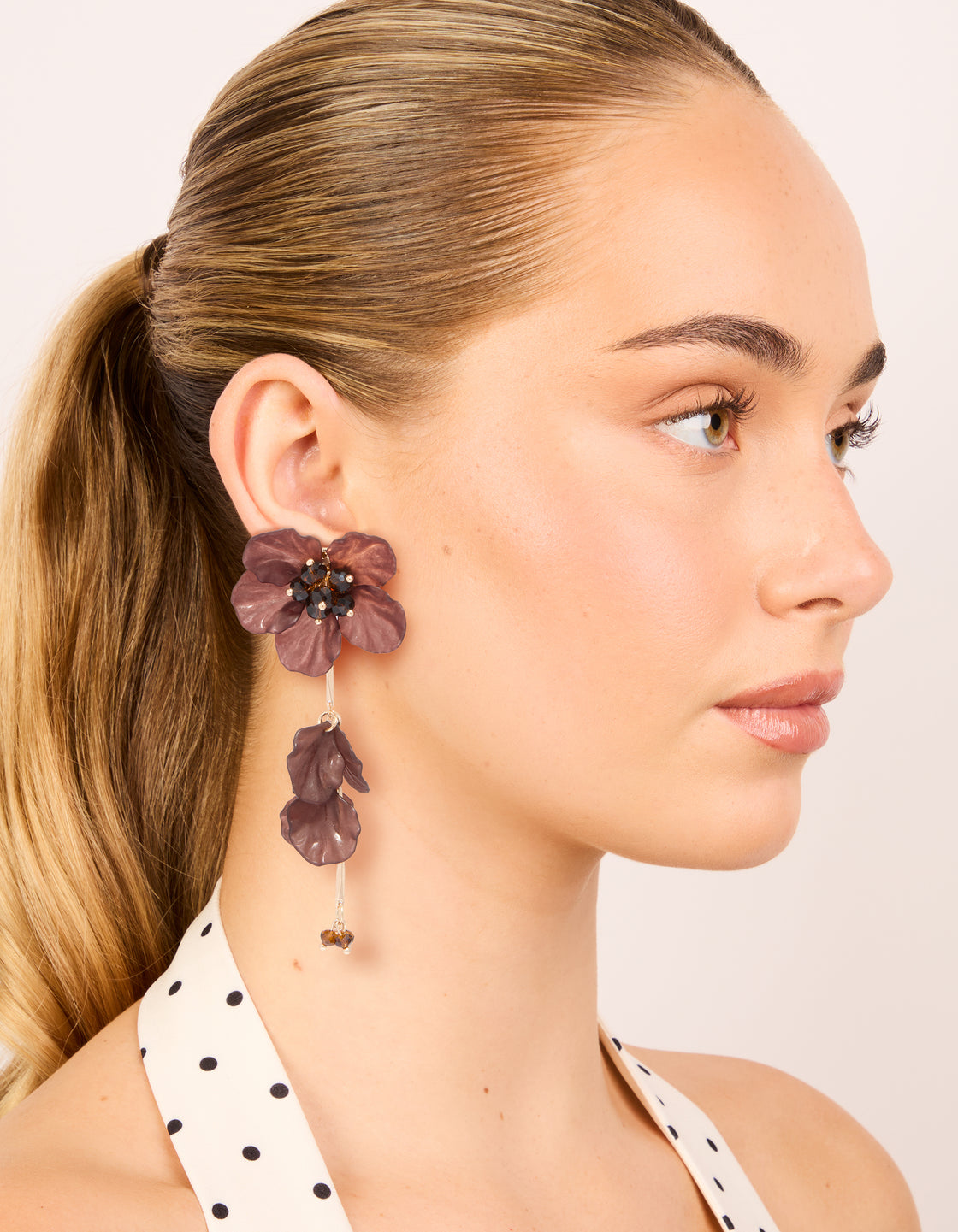 Gold & Brown Acrylic Flower Drop Earrings