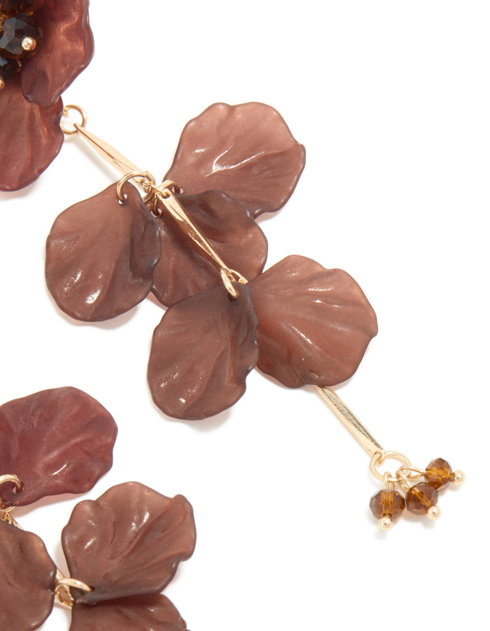 Gold & Brown Acrylic Flower Drop Earrings