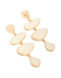 Gold Cream Irregular Link Drop Earrings - link has visual effect only