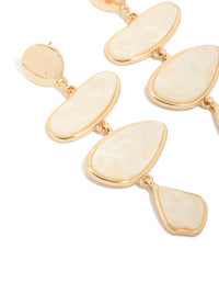 Gold Cream Irregular Link Drop Earrings - link has visual effect only