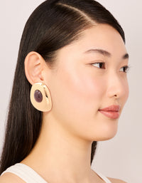 Gold Brown Resin Large Stud Earrings - link has visual effect only