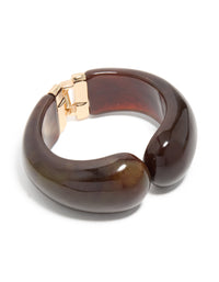 Gold & Brown Resin Open Front Bangle - link has visual effect only