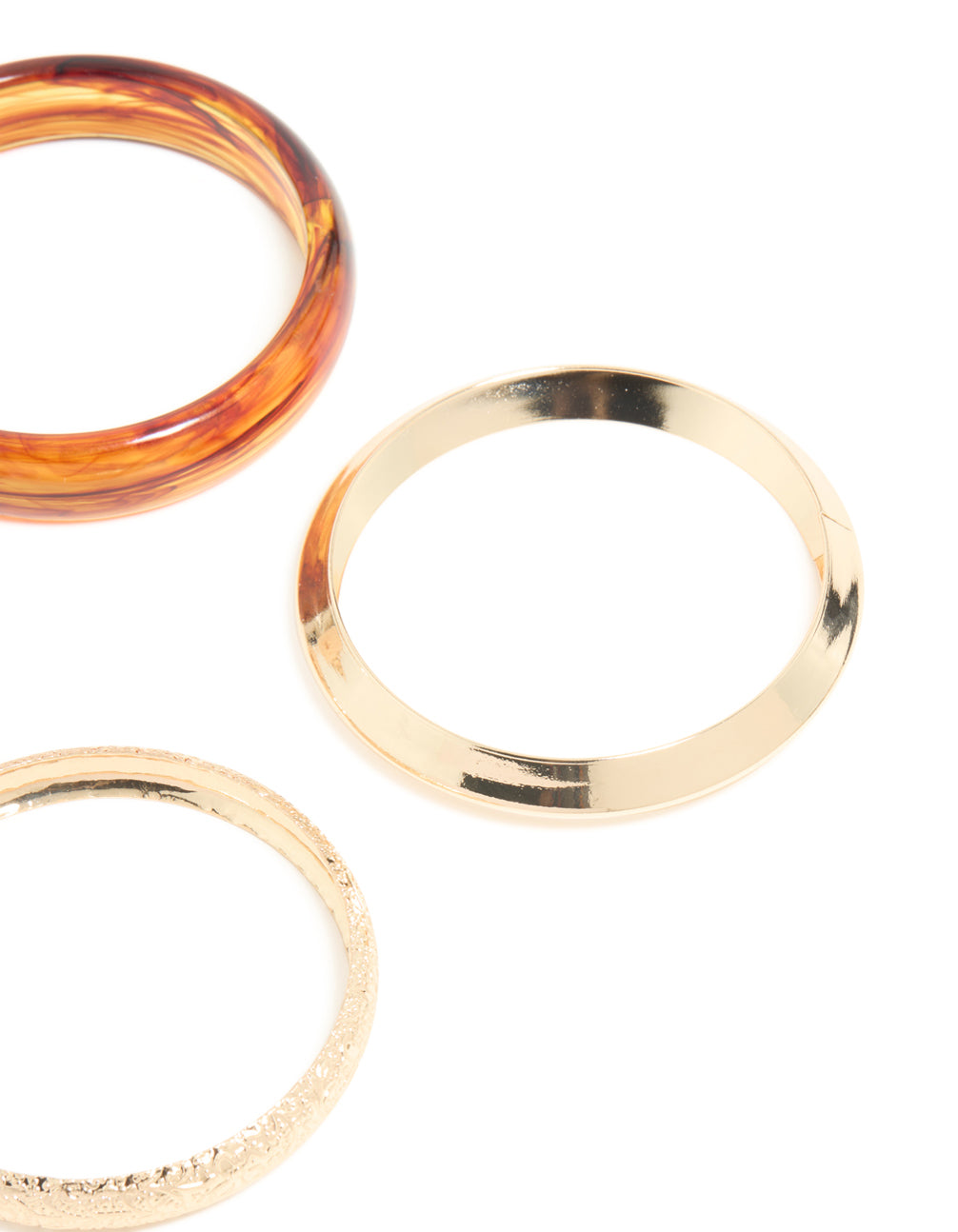 Gold Textured & Brown Resin Bangles 4-Pack