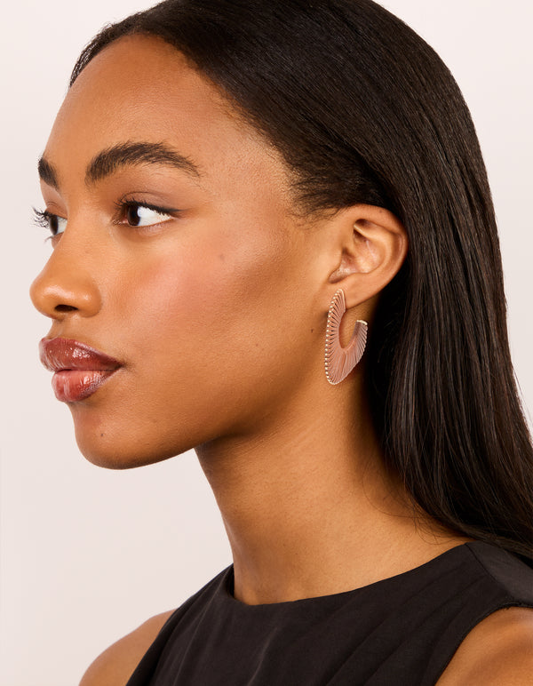 Gold Modern Brown Wrapped Hoop Earrings