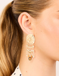Gold Brown Diamante Festival Dangle Drop Earrings - link has visual effect only