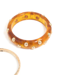 Gold & Brown Acrylic Studded Bangles 2-Pack - link has visual effect only