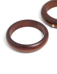 Wooden Studded Bangles 2-Pack - link has visual effect only