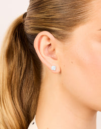 Sterling Silver Abstract Textured Square Stud Earrings - link has visual effect only