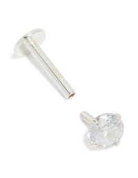 Sterling Silver Round Cubic Zirconia Single Flat Back Stud - link has visual effect only