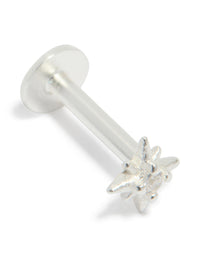 Sterling Silver Cubic Zirconia Starburst Single Flat Back Stud - link has visual effect only