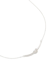 Sterling Silver Cubic Zirconia Knot Bar Necklace - link has visual effect only